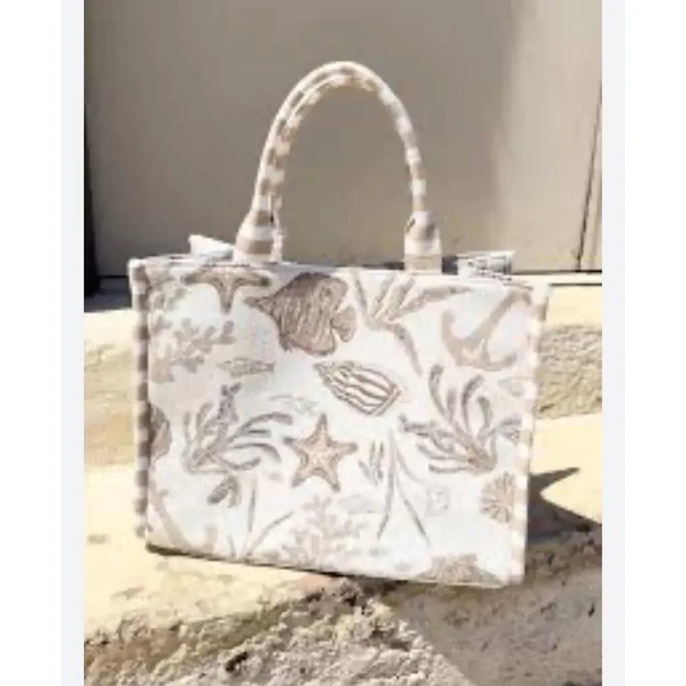 Shiraleah Coastal Jacquard Tote Handbag Purse New